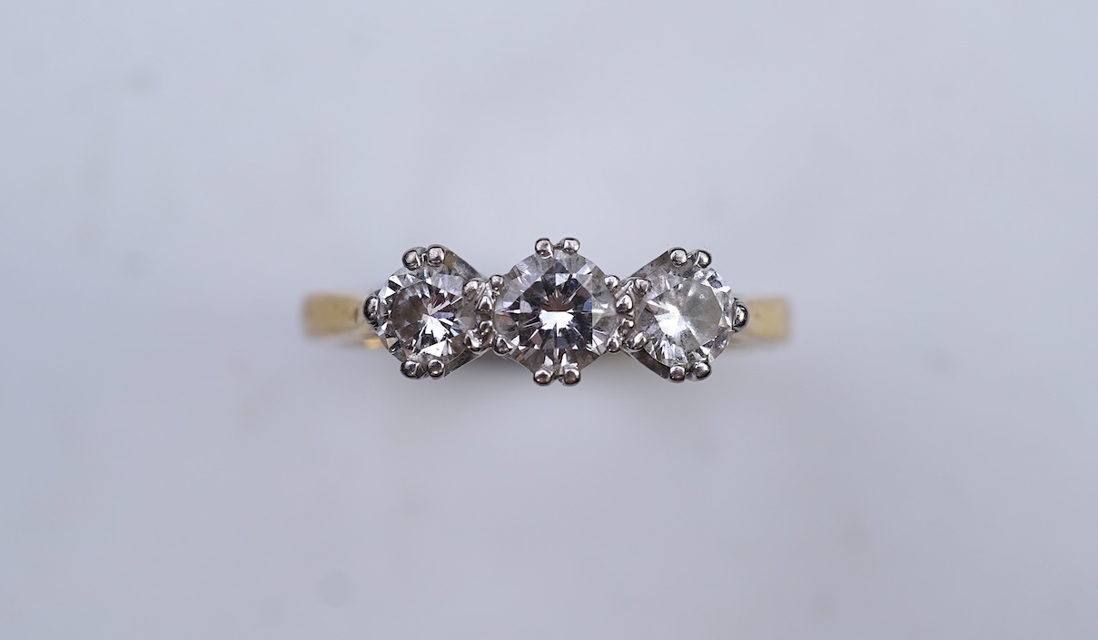 A three-stone diamond ring